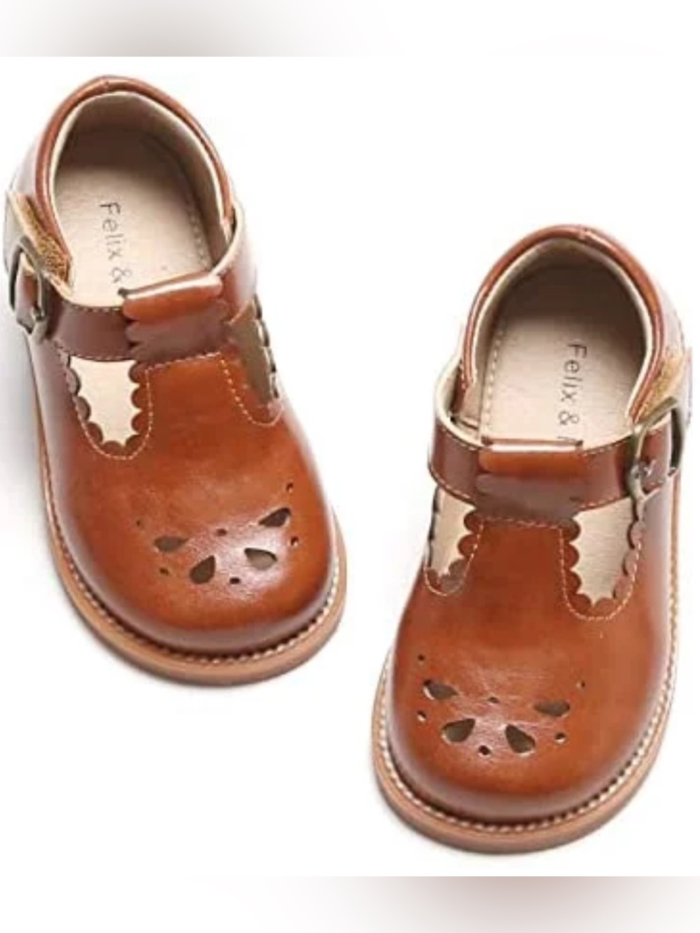 Felix & Eloise Girls' Tan Leather Mary Jane Dress Shoes